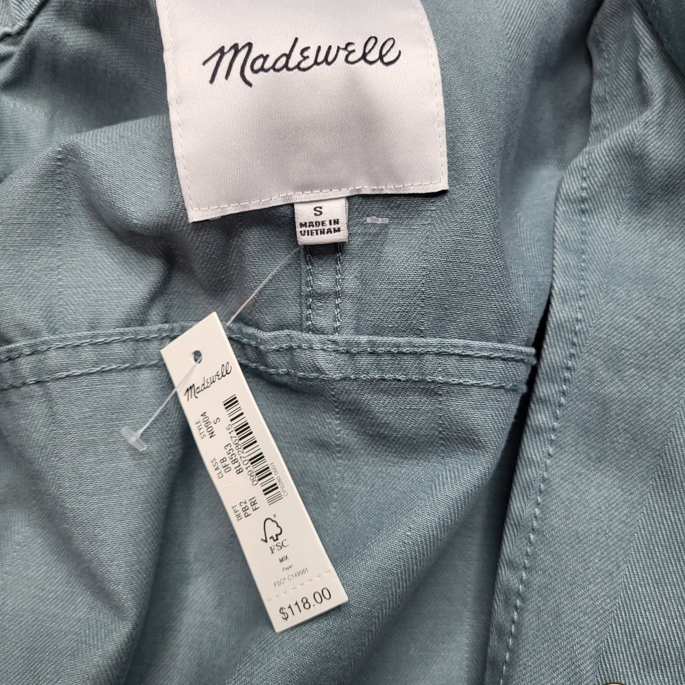 Madewell Cropped Cargo Chino Jacket Faded River Blue Utility Boxy Cotton Small - Picture 10 of 11